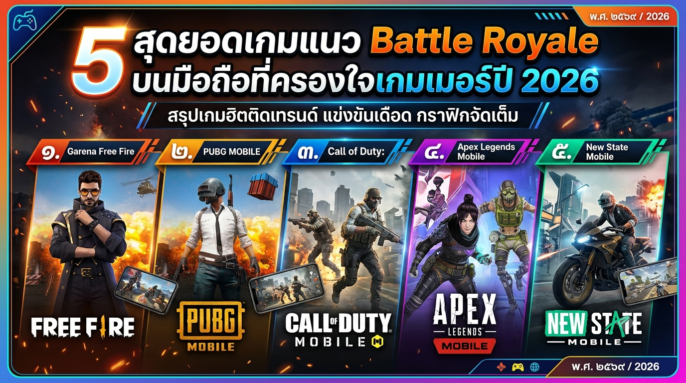 5 สุดยอดเกมแนว Battle Royale บนมือถือที่ครองใจเกมเมอร์ปี 2026
